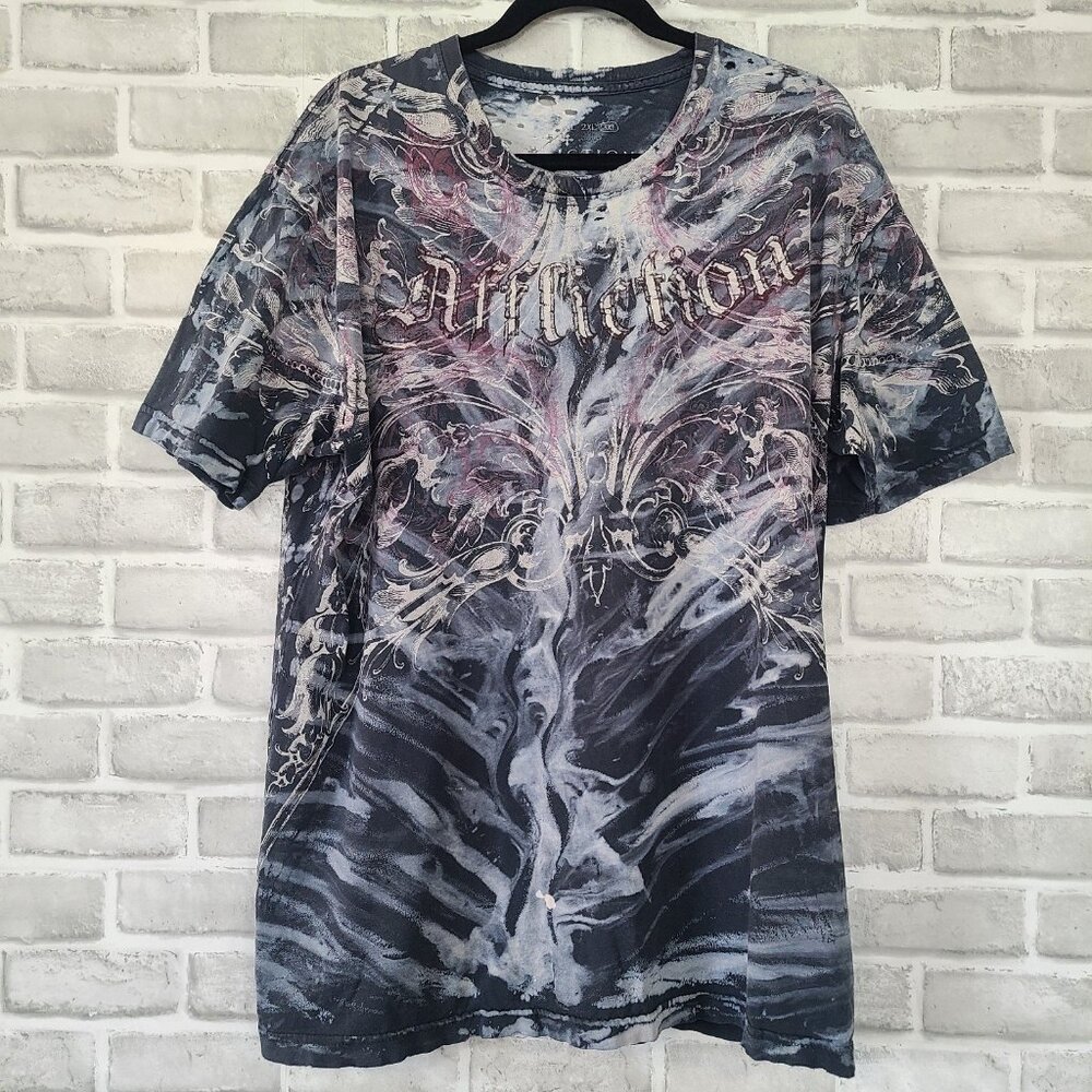 Vintage Affliction T-shirt Streetwear Grunge Thrashed Mens 3XL Distressed Gothic